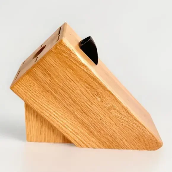 Cutco 6 Slot Wood Knife Block Scissor Sharpener Holder Kitchen Honey Oak USA - Picture 3 of 6